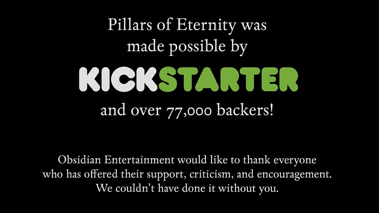 Pillars of Eternity Kickstarter Thank You