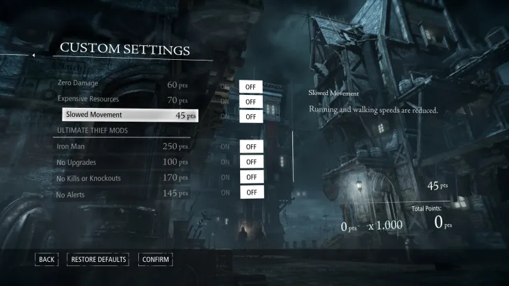 Thief Custom Difficulty Settings