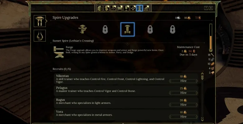 Tyranny Spire upgrades