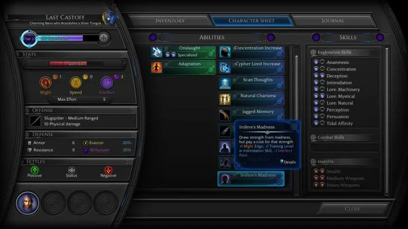 Tides of Numenera - Character Sheet