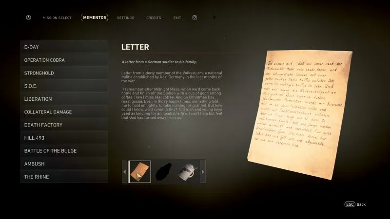 COD WW2 Letter