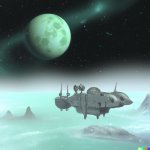 DALL·E 2022-09-16 14.04.49 - a space battleship emerging from a mint colored ocean, there are ...jpg