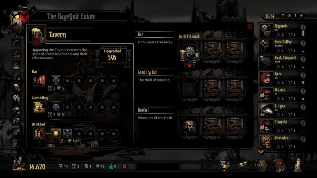 Bounty Hunter drinking Darkest Dungeon