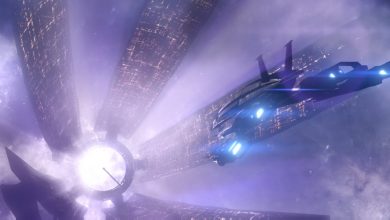 Normandy approaching the Citadel in Mass Effect 3.