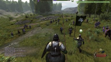 infantryman holding banner runs in front of the player in Bannerlord