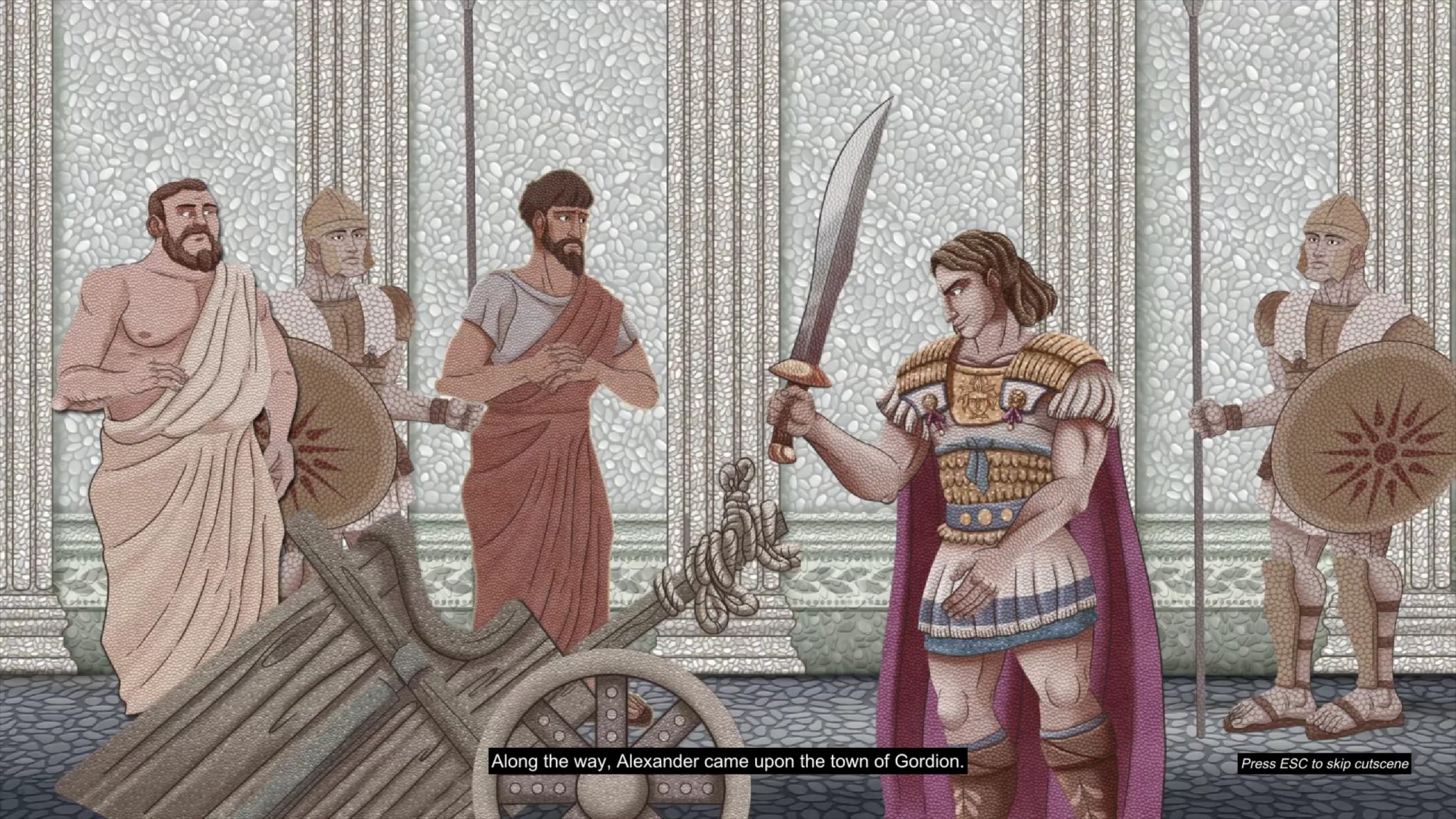 Age of Empires 2: Definitive Edition - Chronicles: Alexander the Great - The image shows Alexander the Great preparing to cut the Gordian knot.