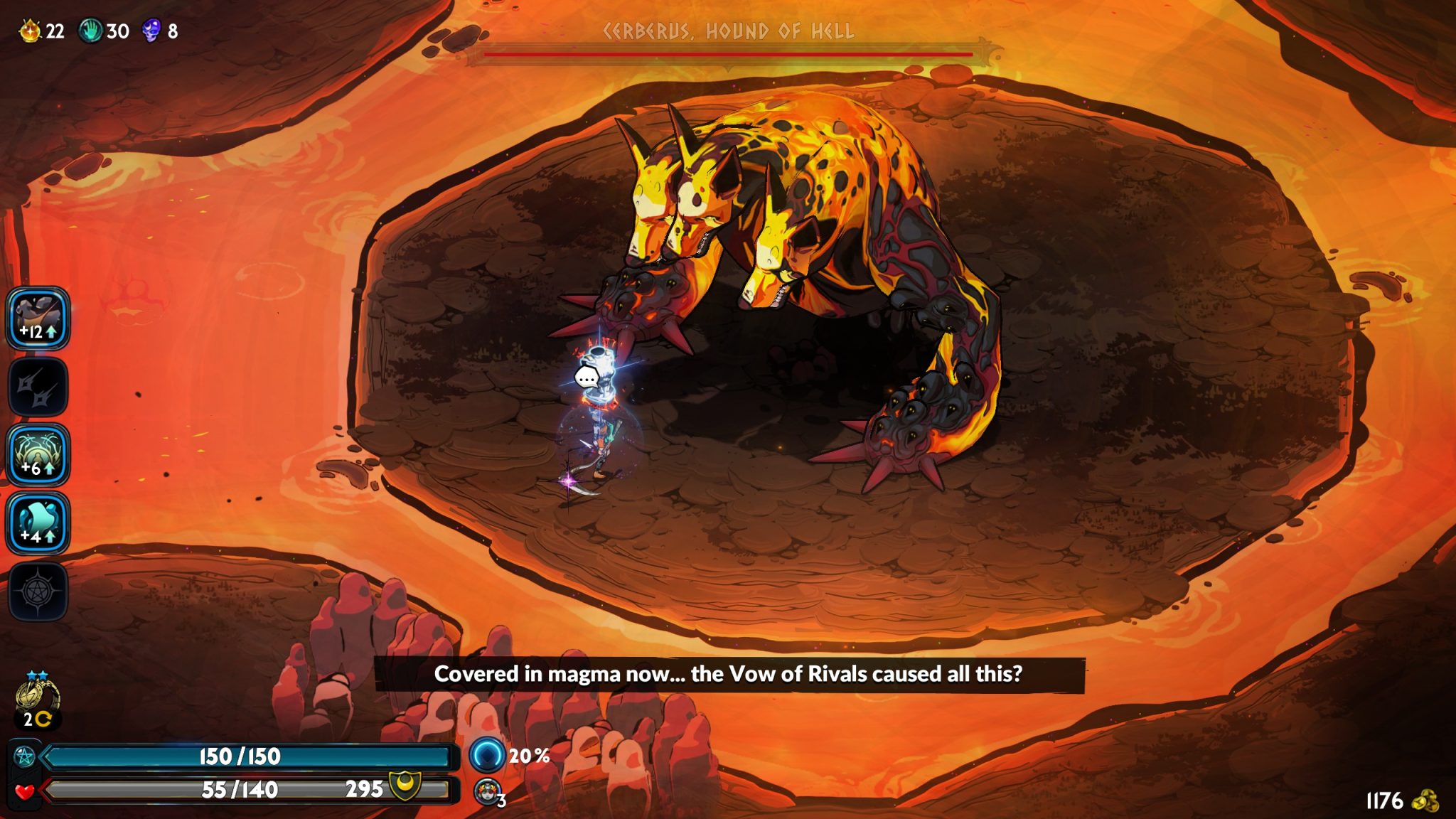 Hades 2 - The image shows Melinoe ready to encounter a harder version of Cerberus.