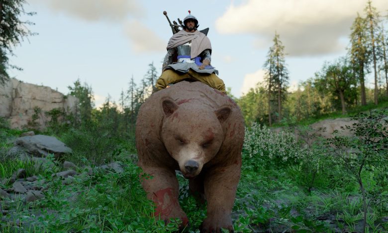 Riding a bear mount in Crimson Desert