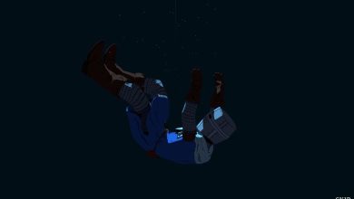 The Cleric falling towards the bottom of the river in Esoteric Ebb