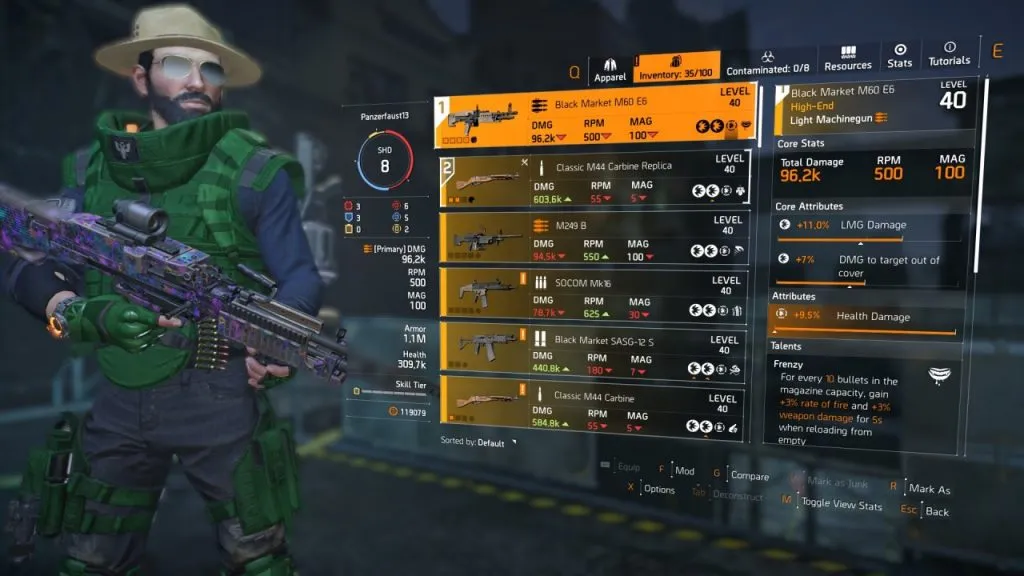 Tom Clancy's The Division Warlords of New York Inventory UI