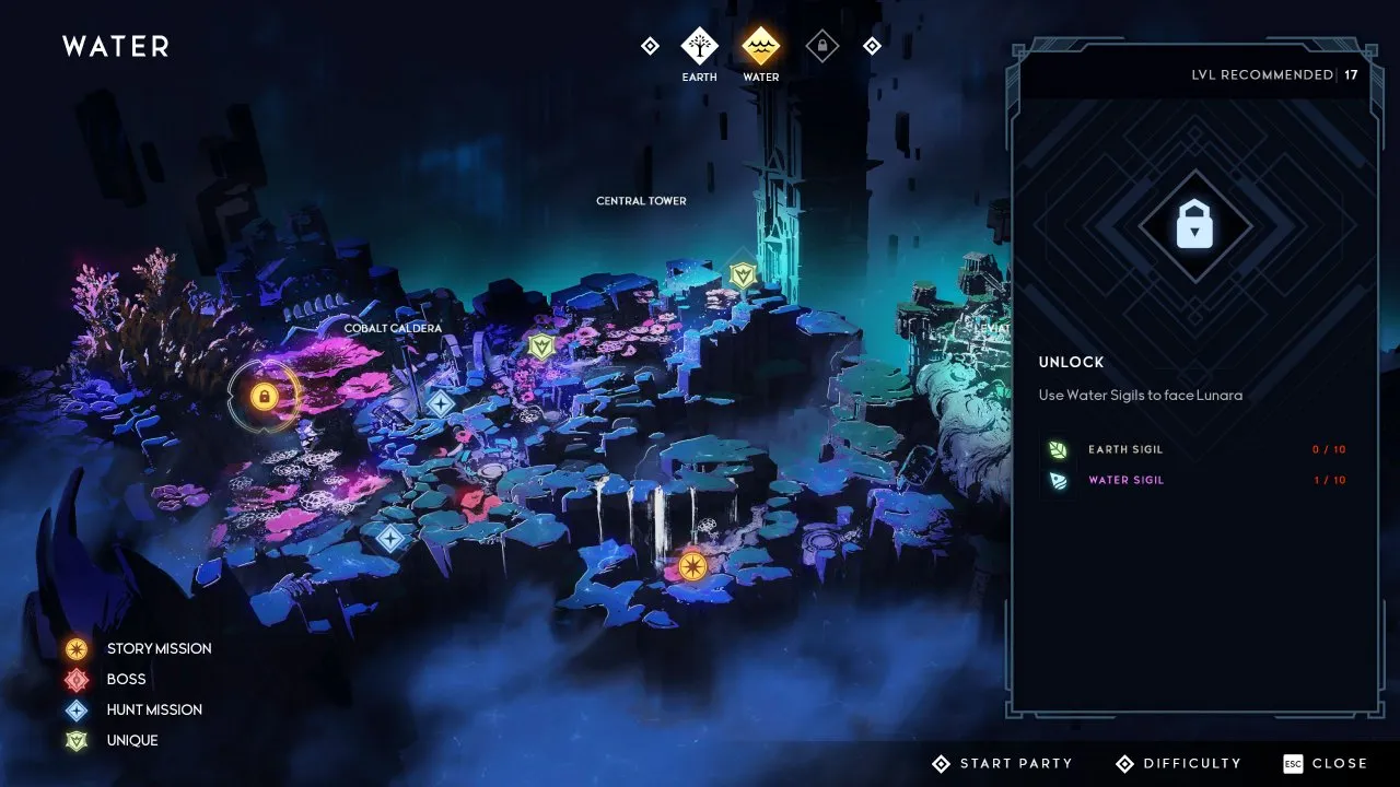 Godfall Level selection interface