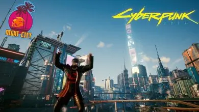 Cyberpunk 2077 V in front of Night City
