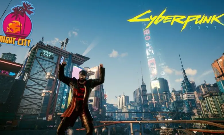 Cyberpunk 2077 V in front of Night City