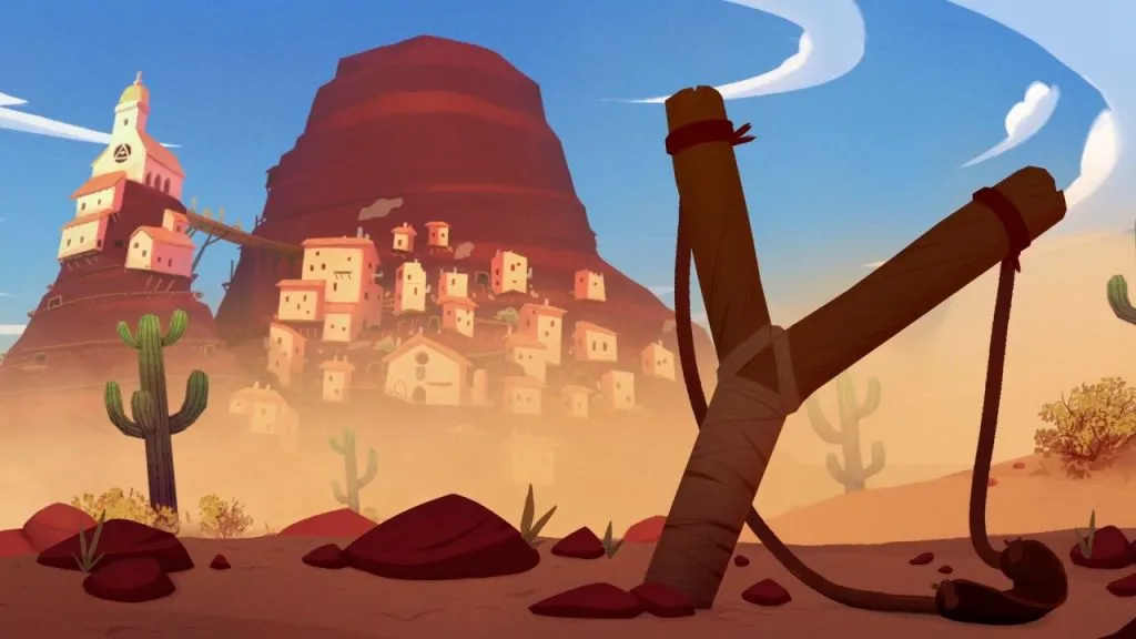 El Hijo's slingshot's with monastery on the backround