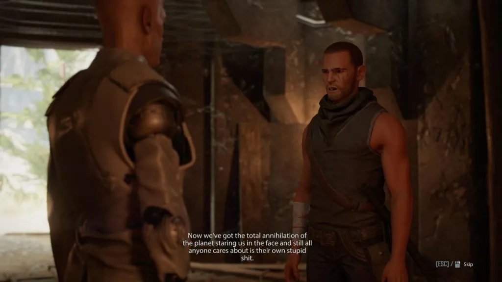 Jax speaking to Adam in Elex II