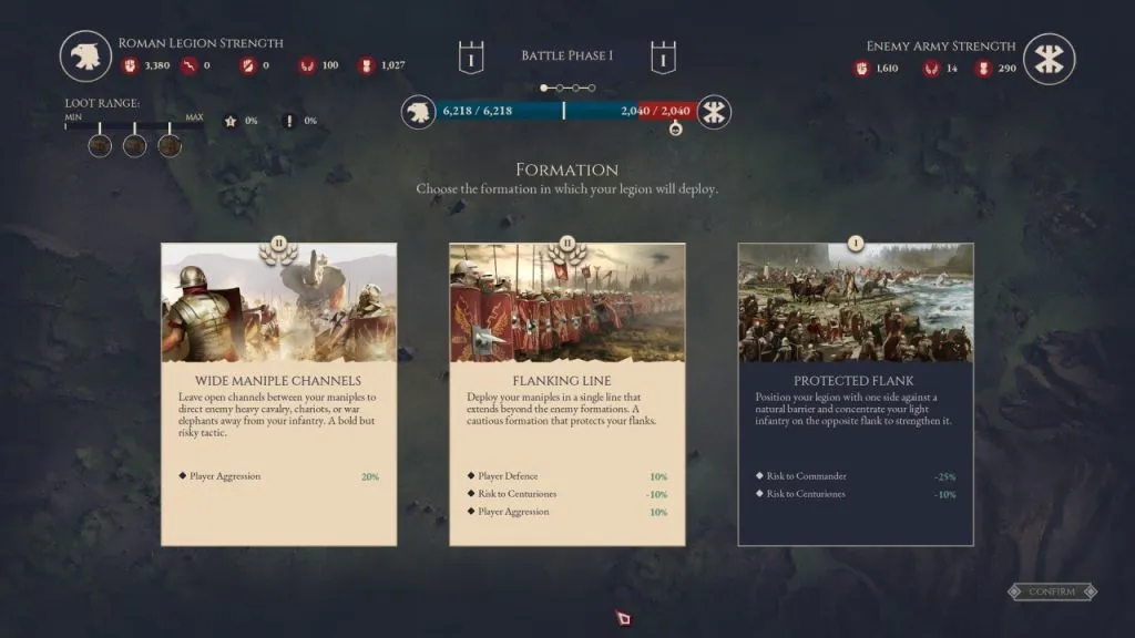 Battle strategems in Expeditions: Rome