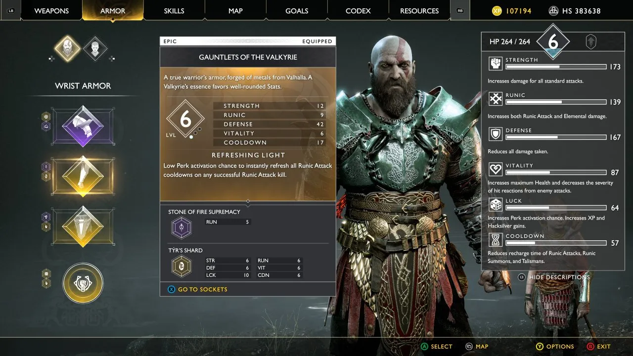 Demonstration of the Equipment system. Kratos is shown to wear Epic gear.