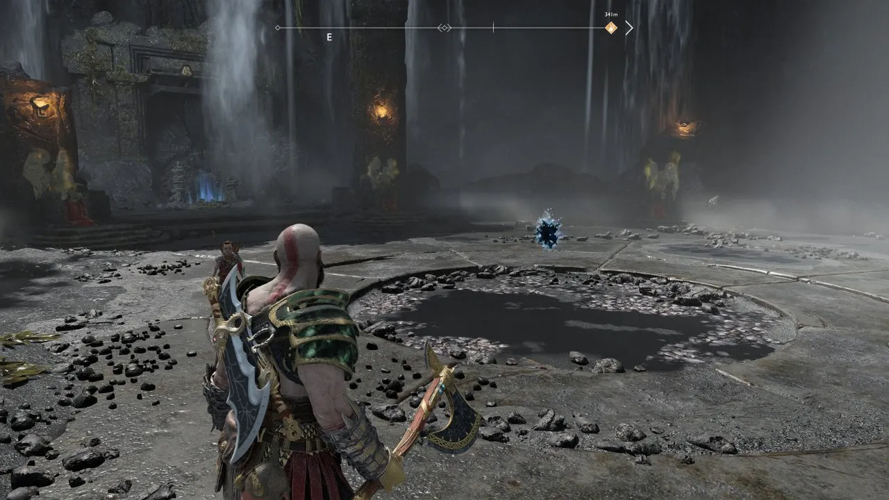 Kratos looks at a temporal rift.