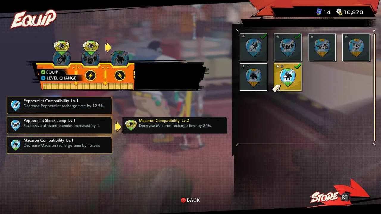 Hi-Fi Rush - The Chip Upgrade system is shown in the image
