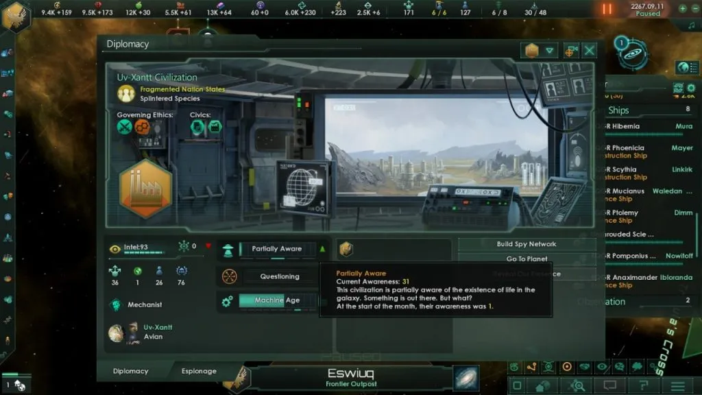 FIrst Contact pre-FTL Awareness