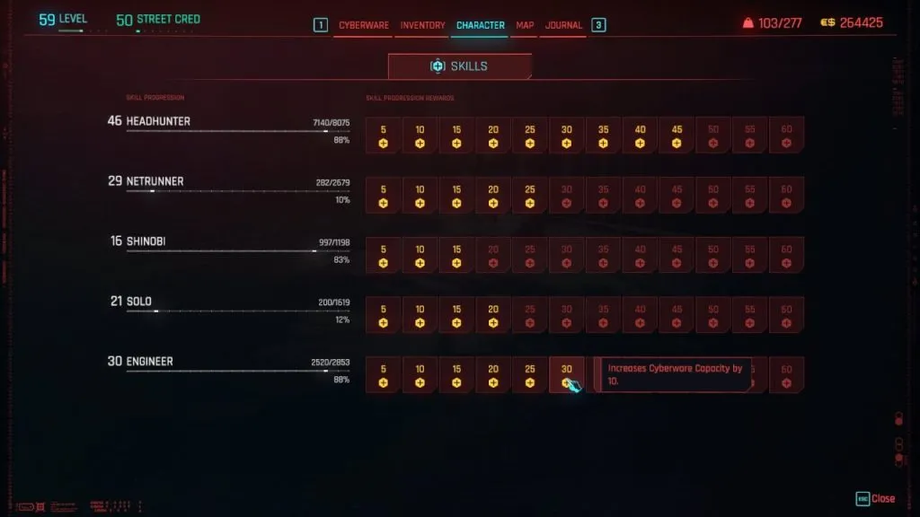 Cyberpunk New Skills