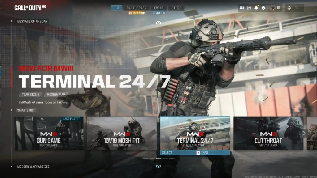MWIII Terminals menu