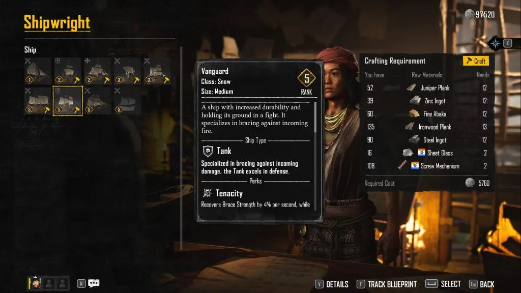 Crafting ships in Skull and Bones