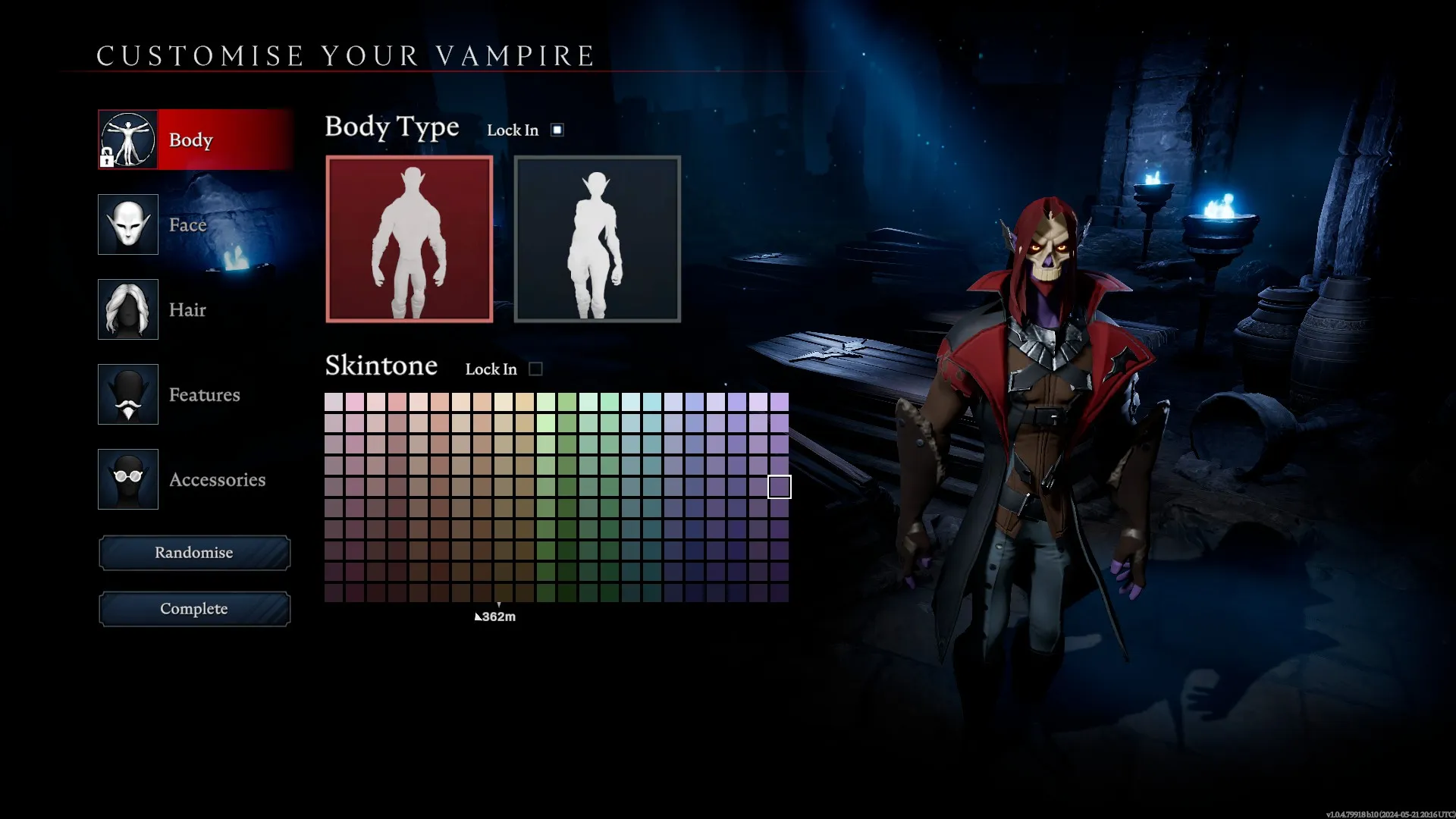 An example of the character creation screen