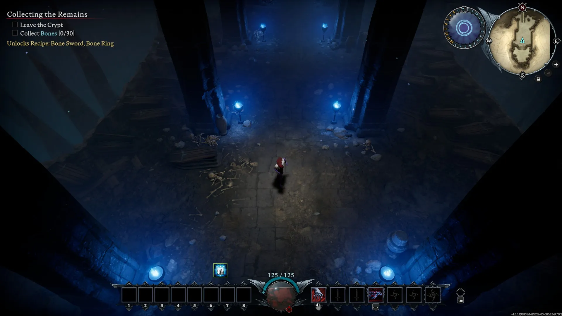 The image shows a vampire running through what seems a derelict cathedral.