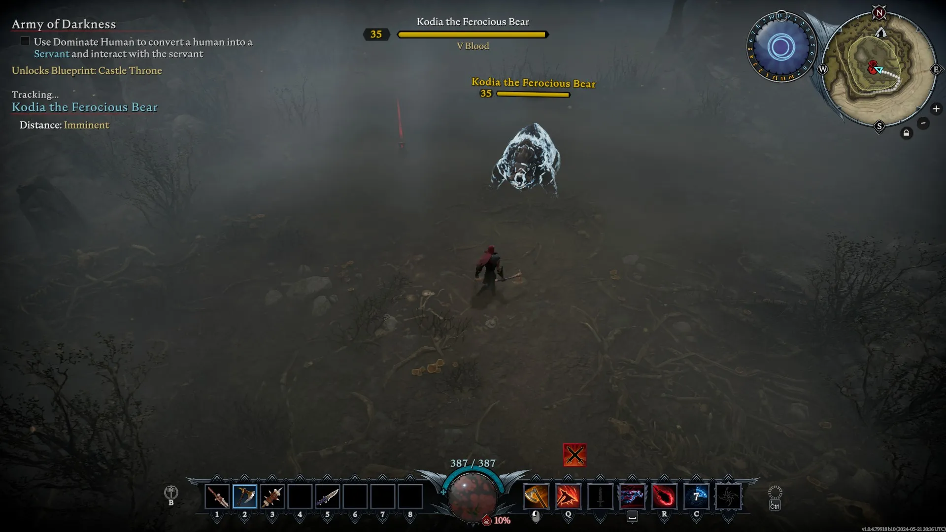 V Rising - The image depicts a battle against a foe.