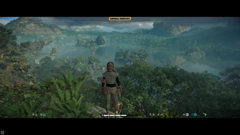 Kay Vess among the jungles of Akiva in Star Wars Outlaws.