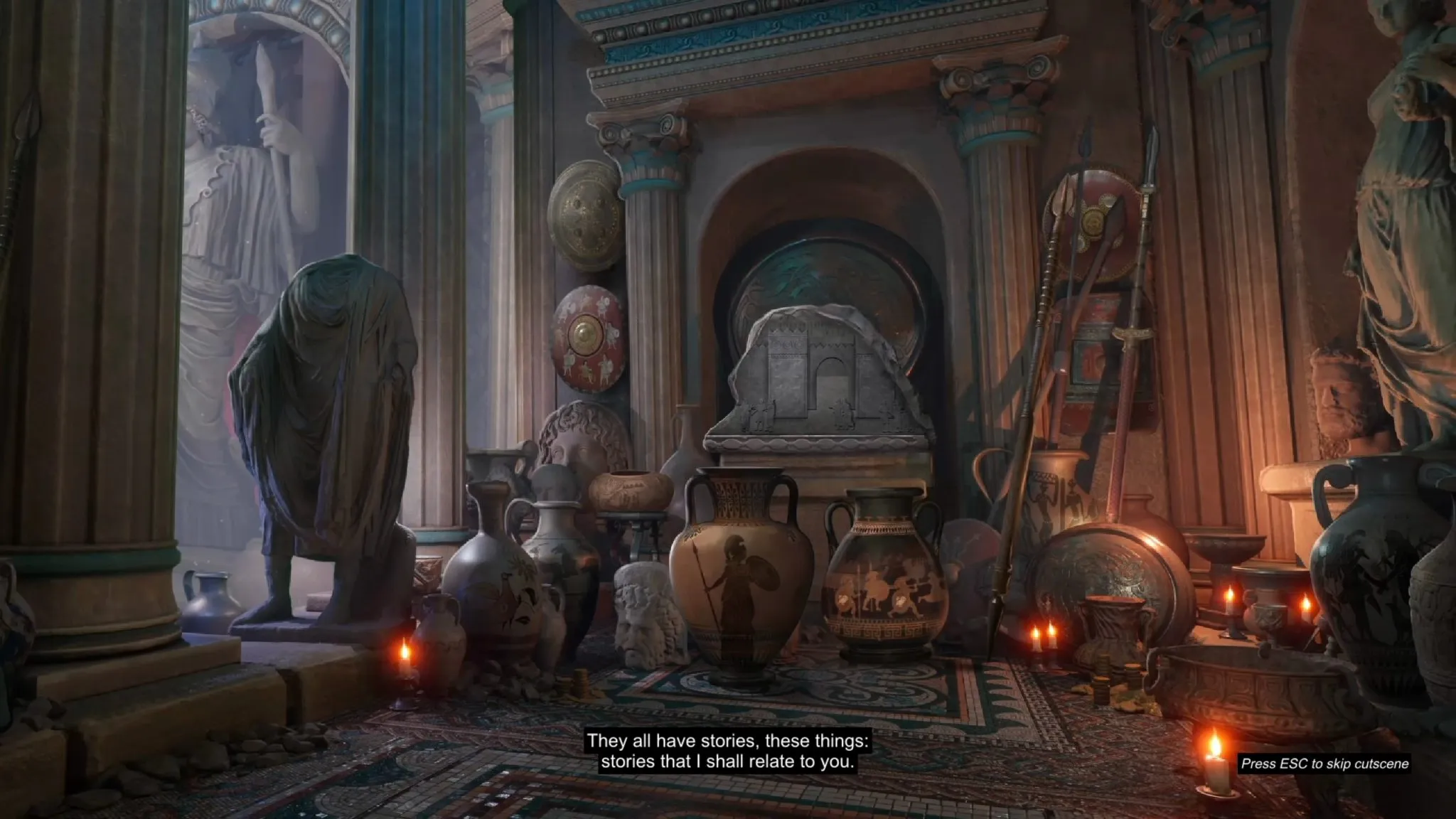 Chronicles: Battle for Greece - The image depicts ancient vases and amphorae at the start of the story.