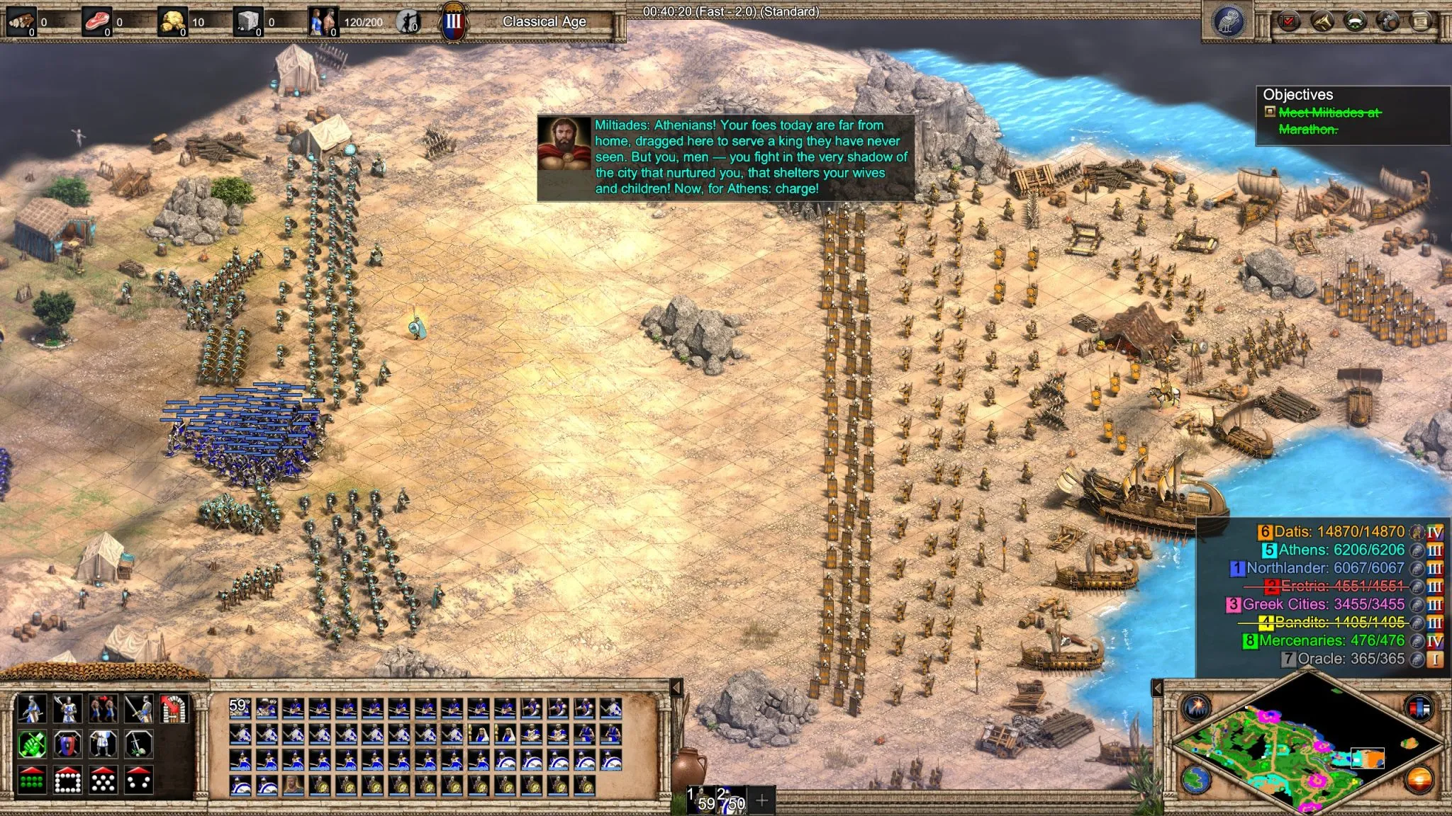 Chronicles: Battle for Greece - The image shows the final placement of the armies before the Battle of Marathon.