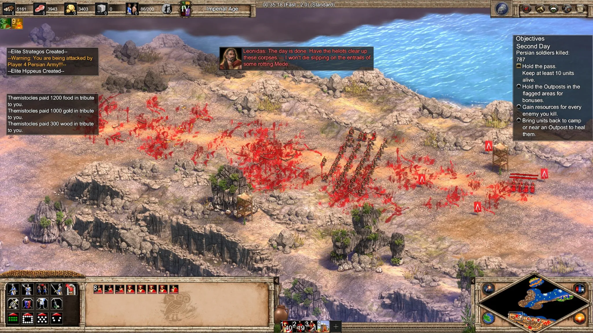 Chronicles: Battle for Greece - The image shows the last night of the Thermopylae battle.