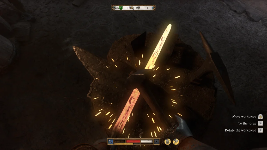 Blacksmithing mini-game in Kingdom Come Deliverance 2