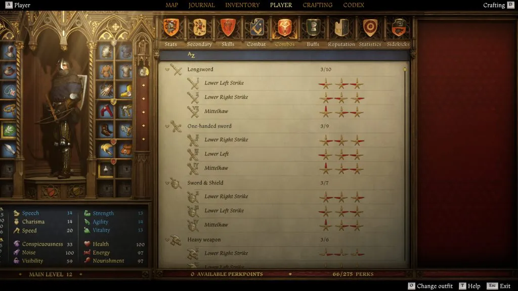 Combos list in Kingdom Come Deliverance 2