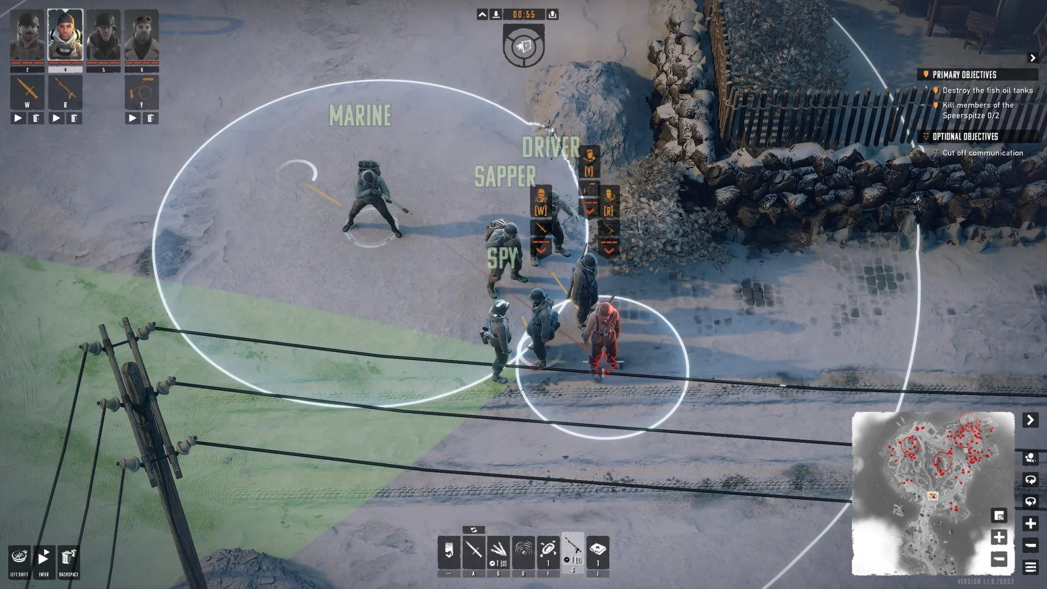 Commandos: Origins - Using the combination tactic to execute multiple commands at the same time.