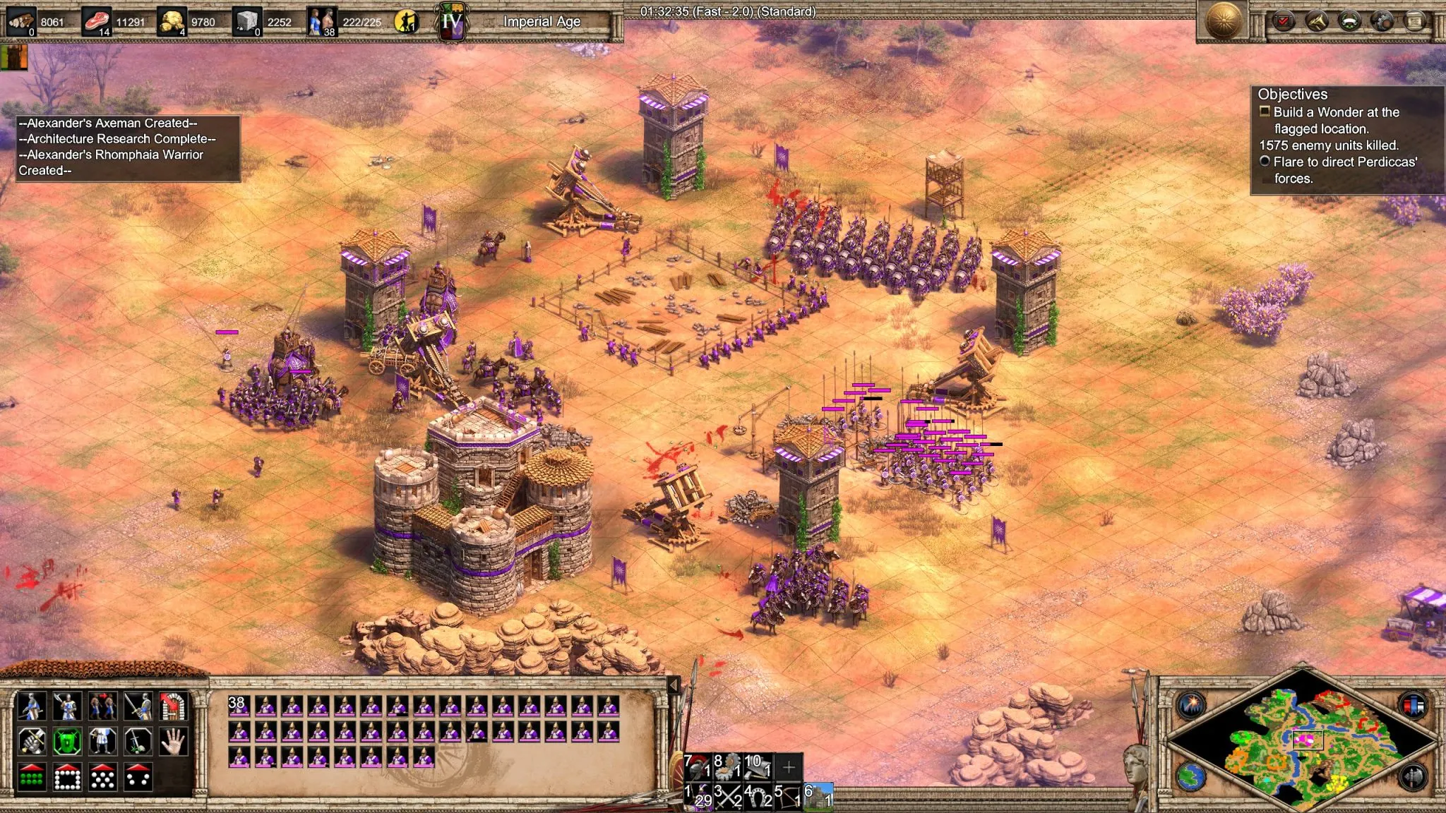 Age of Empires 2: Definitive Edition - Chronicles: Alexander the Great - The image shows building fortifications and a wonder on a hill for one last stand.