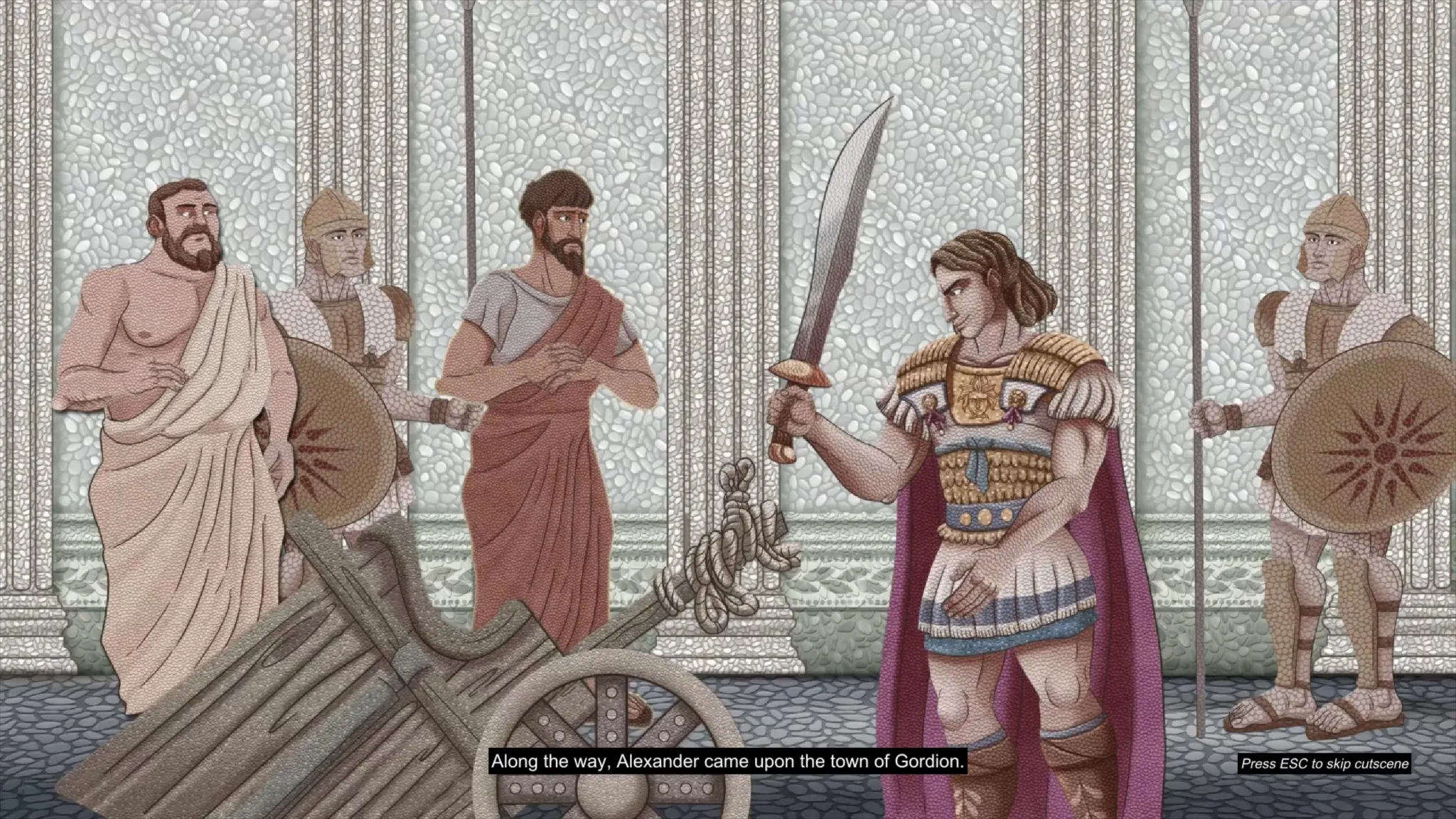 Age of Empires 2: Definitive Edition - Chronicles: Alexander the Great - The image shows Alexander the Great preparing to cut the Gordian knot.