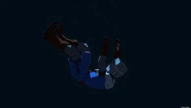 The Cleric falling towards the bottom of the river in Esoteric Ebb